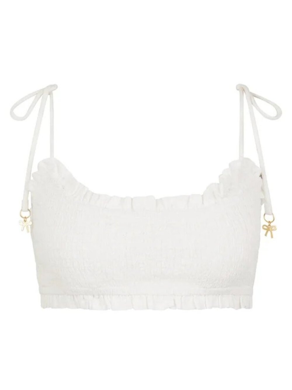 Kulani Kinis Ruffle Shirred Tie Crop